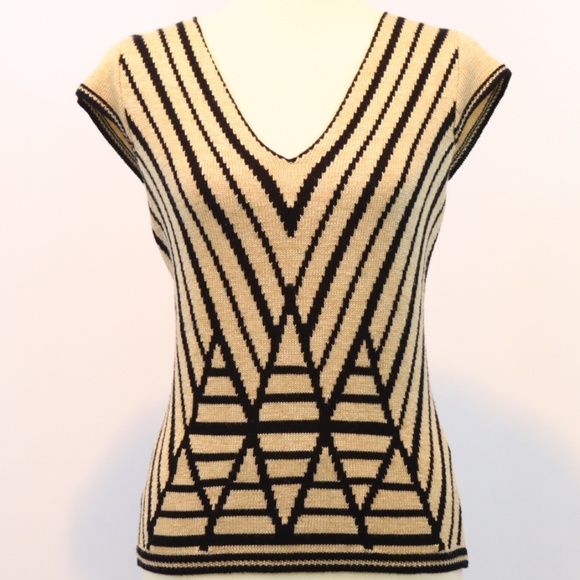 J. Crew Tops - J Crew Merino Wool Printed Cap Sleeve Knit Top